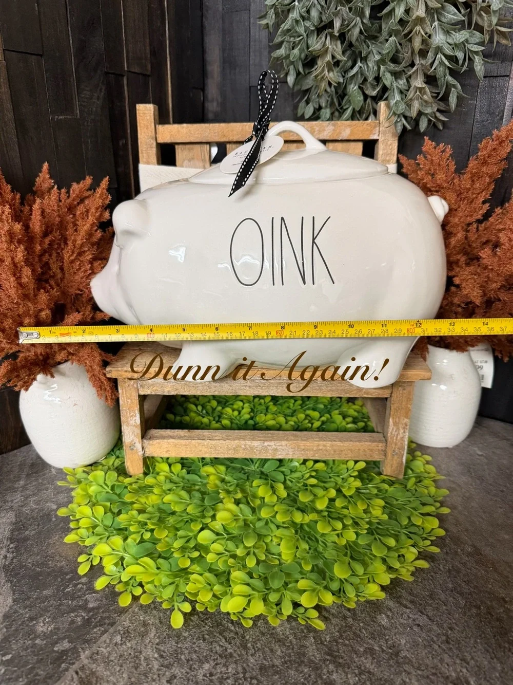 Rae Dunn White Ceramic Oink large canister